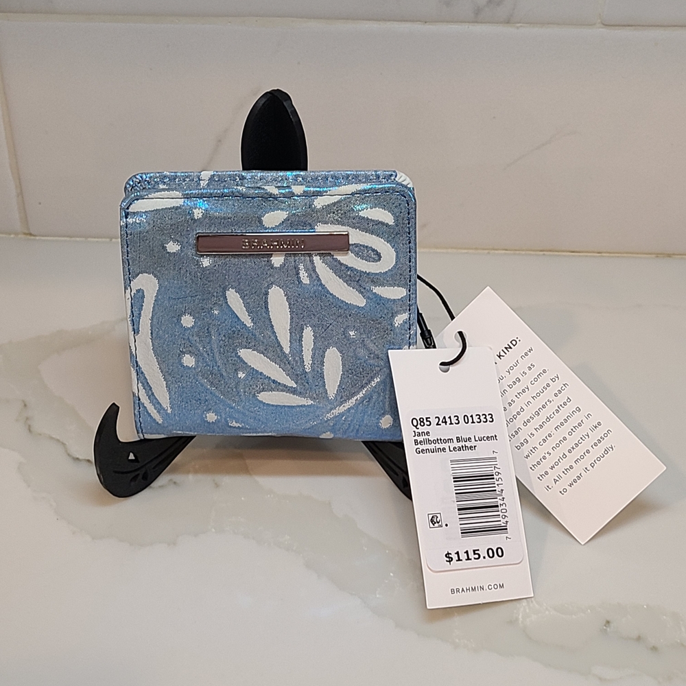 Brahmin Jane Bellbottom Blue Lucent Bifold Wallet NWT